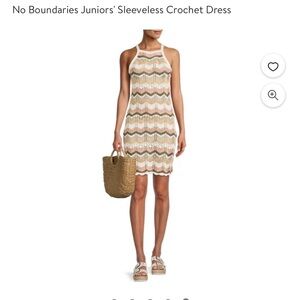 No Boundaries Crochet Mini Dress - Cream and Tan